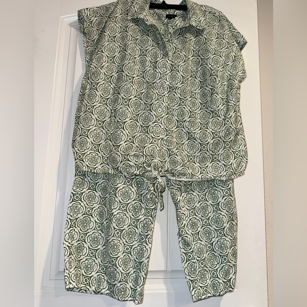 Talbots Green Patterned Jumpsuit